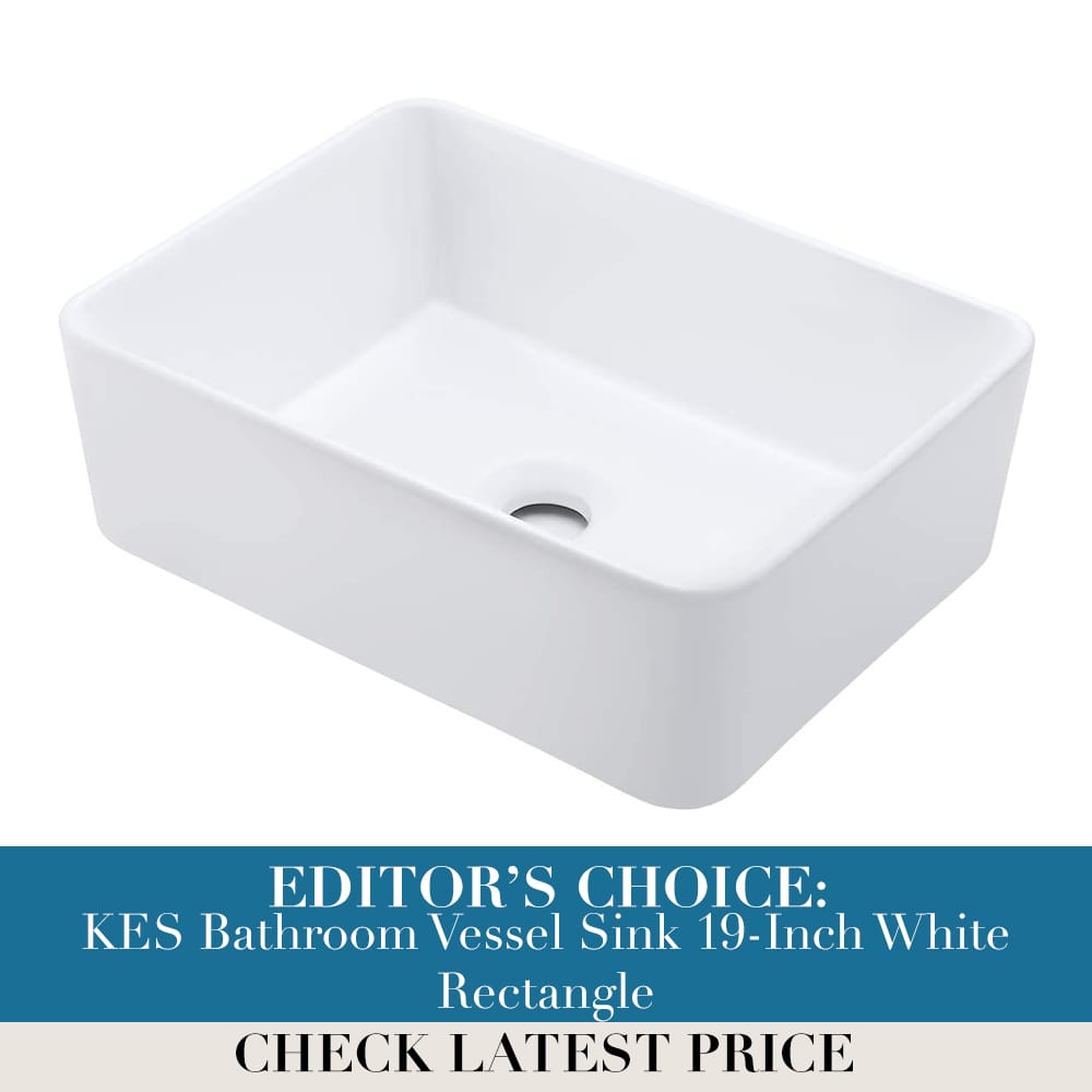 KES Bathroom Vessel Sink 19-Inch White Rectangle