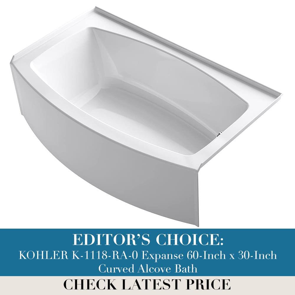 KOHLER K-1118-RA-0 Expanse 60-Inch x 30-Inch Curved Alcove Bath